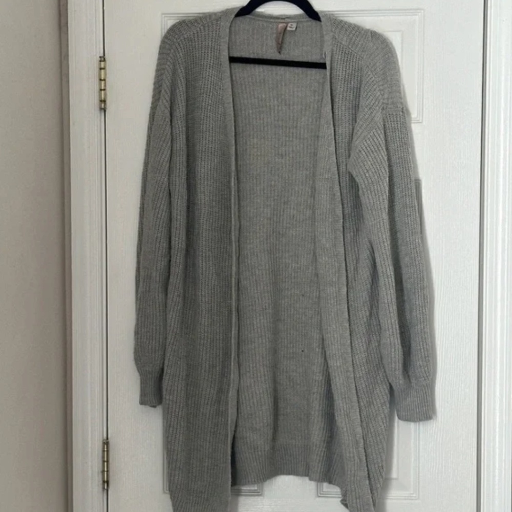 MISA Long Line Cable Knit Cardigan Gray Grey Size XL Excellent Condition Acrylic
